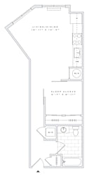 a floor plan of a small house with a bedroom and a living room