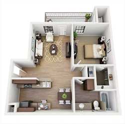 a floor plan of a house with a bedroom and a living room