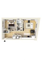 Floor Plan 1 Bedroom Apartment