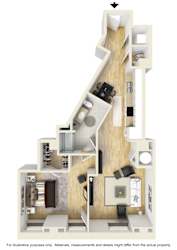 Floor Plan 1 Bedroom Apartment