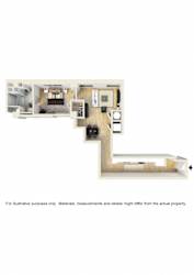 Floor Plan 1 Bedroom Apartment