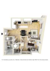 Floor Plan 1 Bedroom Apartment