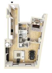 Floor Plan 1 Bedroom Apartment