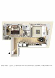 Floor Plan 1 Bedroom Apartment