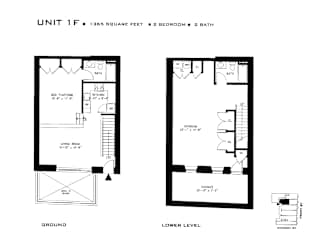 A floor plan for a 1365 square foot home with two bedrooms and two baths.