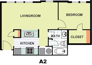 Floor Plan Deluxe One Bedroom (A2)