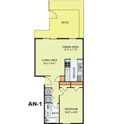 Floor Plan Deluxe One Bedroom (AN1)