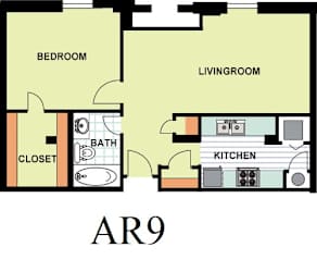 Floor Plan Deluxe One Bedroom (AR9)