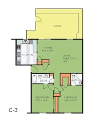 Floor Plan Two Bedroom Two Bathroom (C3)
