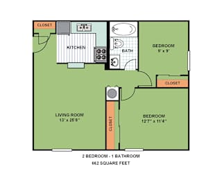 Floor Plan Two Bedroom Two Bathroom