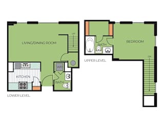 Floor Plan One Bedroom Townhome (TR12)