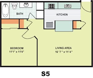 Floor Plan Standard One Bedroom (S5)