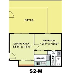 Floor Plan Standard One Bedroom (S2M)