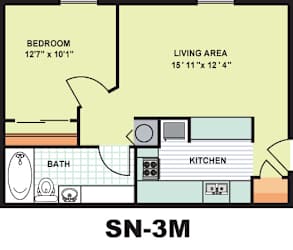 Floor Plan Standard One Bedroom (SN3M)