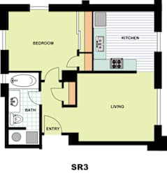 Floor Plan Standard One Bedroom (SR3)