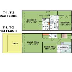 Floor Plan Two Bedroom Townhome (T1)