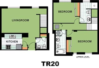 Floor Plan Two Bedroom Townhome (TR20)