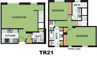 Floor Plan Two Bedroom Townhome (TR21)