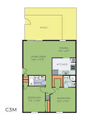 Floor Plan Two Bedroom Two Bathroom (C3M)
