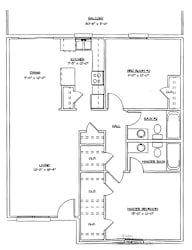 Floor Plan 2 bed 2 bath 1,052 sq. ft.