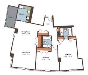 2 bed 2 bath at Hampton Plaza Apartments, Maryland