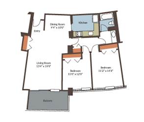 2 bed 1 bath at Hampton Plaza Apartments, Towson, MD, 21286