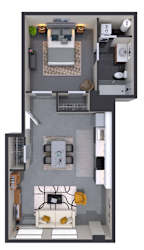 1 bed 1 bath B at Textile Apartments, Cincinnati, Ohio