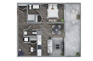 Floor Plan Two Bedroom, One and a Half Bathroom