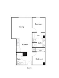 Floor Plan Two Bed Two Bath - A-A2
