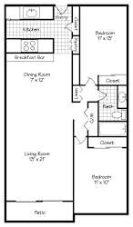 a floor plan of a house with a bedroom and a living room