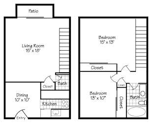 two floor plan of a house with a bedroom and a living room