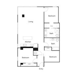 Floor Plan Three Bed Two Bath - A
