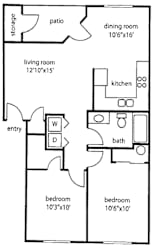 Avenue 66 | Two Bedroom Floor Plan