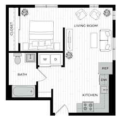 a floor plan of 1x1A