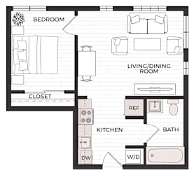 One Bedroom B Floor Plan