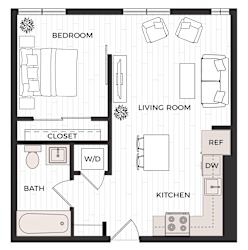 One Bedroom G Floor Plan