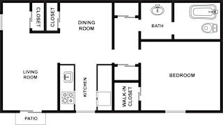 a floor plan of a room with a dinning room and a bathroom
