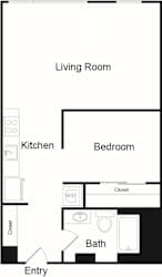 Floor Plan One Bed One Bath - A2