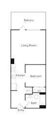 Floor Plan One Bed One Bath B1-3