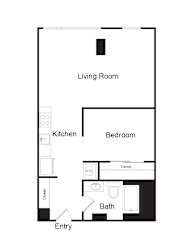Floor Plan One Bed One Bath - C