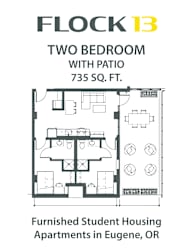 a floor plan of a room with two bedrooms and a bathroom