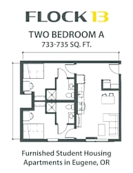 a floor plan with two bedrooms and a bathroom