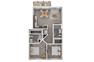 A top-down view of a house layout with a central courtyard.