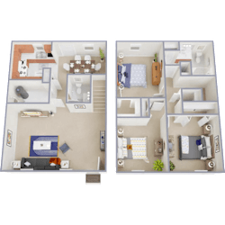Floor Plan 3 Bed 1.5 Bath No Garage