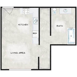 A diagram of a house layout with labeled rooms.