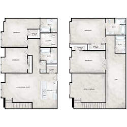 A floor plan of a two-story house with labeled rooms.