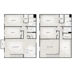Two floor plans of a house with labeled rooms.