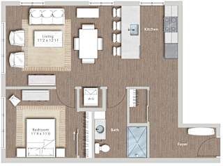 a floor plan of a house with a bedroom and a living room  at Sono Central Residential, Norwalk, CT
