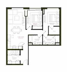 B2 Floor Plan at Twenty Fair Apartments, New Haven, CT, 06511