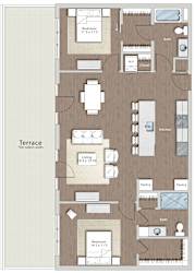 a floor plan of a house with bedrooms and a living room  at Sono Central Residential, Connecticut